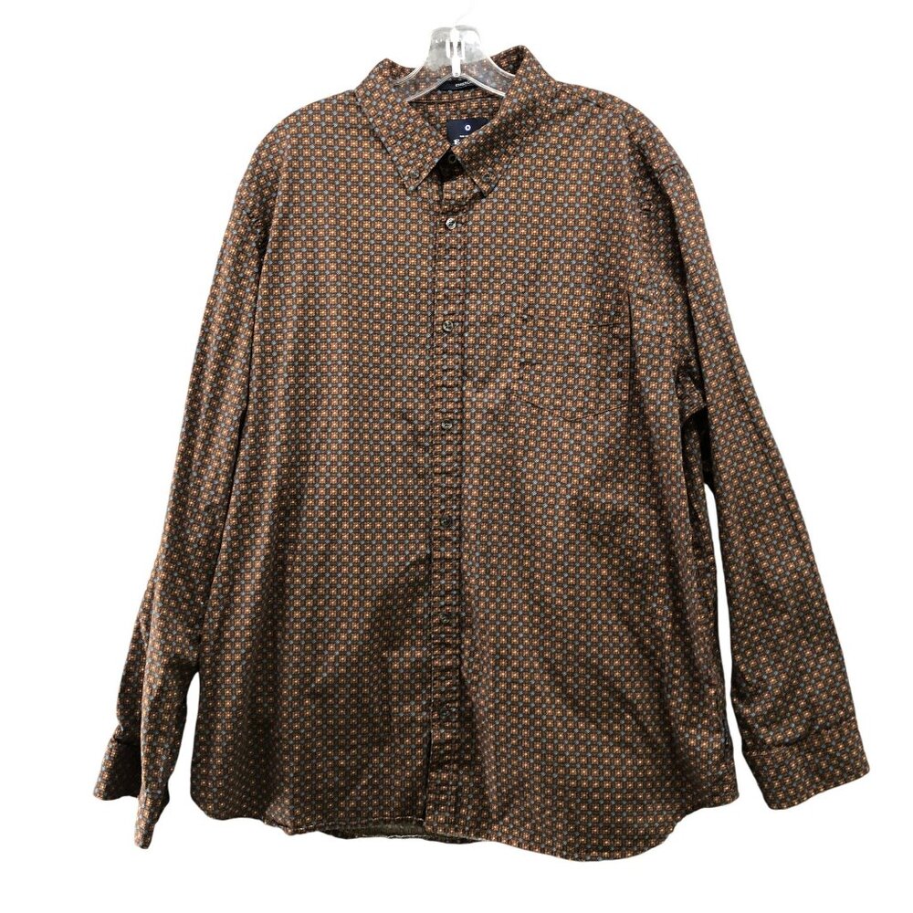 Ben Sherman Button Down Shirt Mens 2XL Brown Printed Long Sleeve Hippie